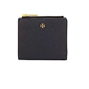 Tory Burch Robinson Leather Mini Wallet, Black